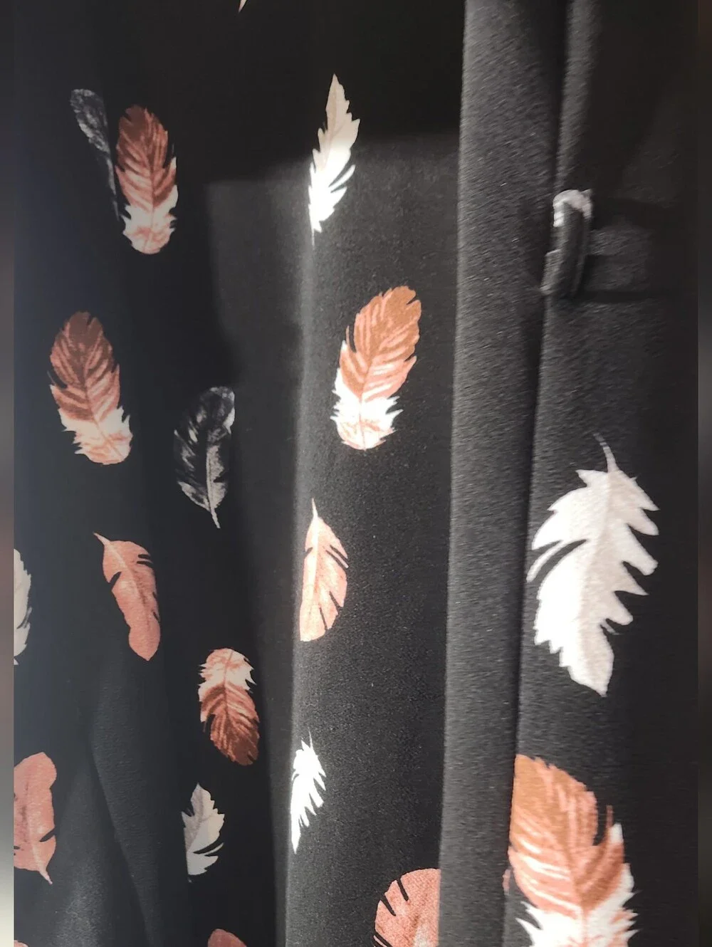SHEIN Black Dress w/Peach and White Feather Print. 4XL Long Sleeves - Picture 5 of 7